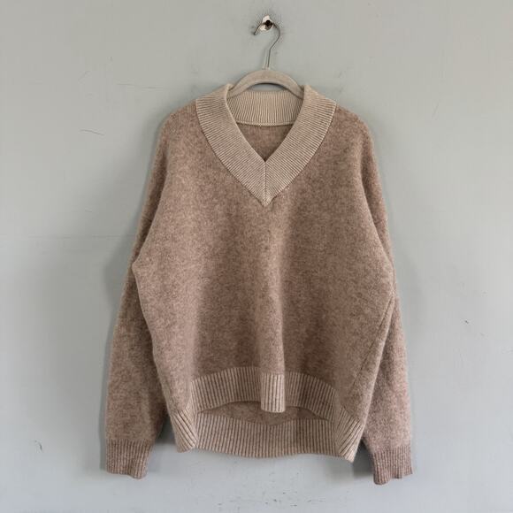 Lululemon Alpaca Wool Blend V-Neck Heathered White Opal Sweater - Picture 4 of 6